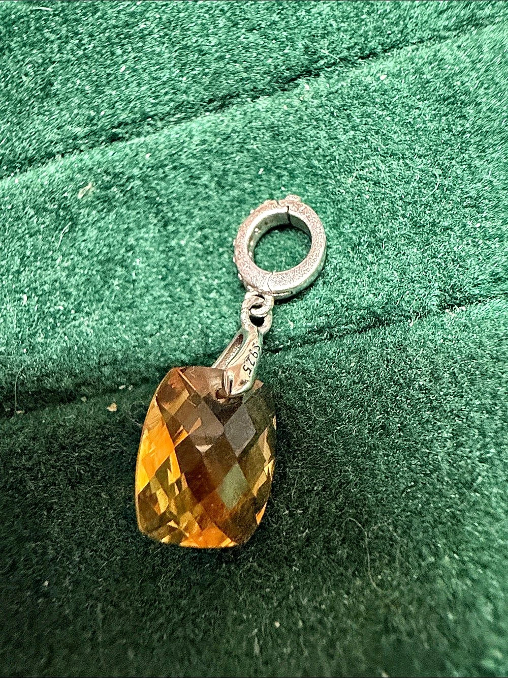 Faceted   Pendant dark citrine pineapple cut dainty